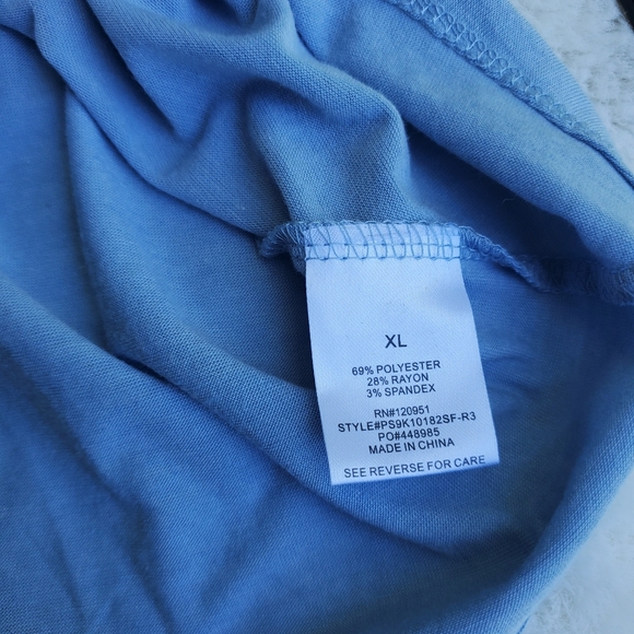 Blue Button-Front Tie Knot Top Sz XL Juniors - Picture 5 of 6